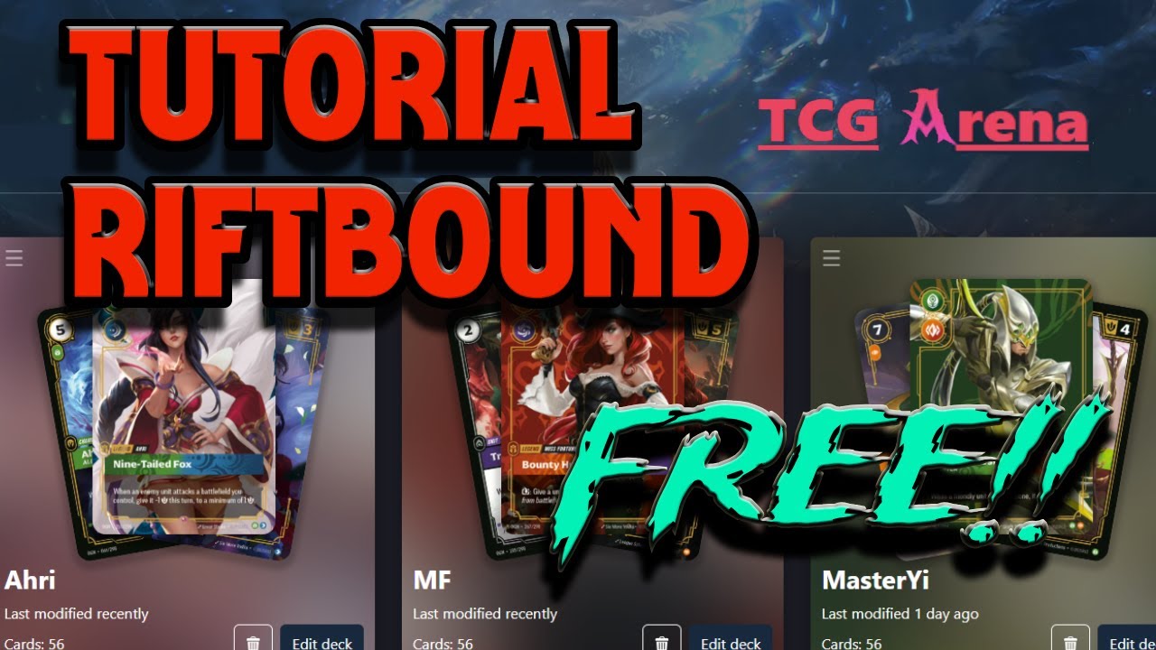 Tutorial web TCG Arena para Riftbound - GRATIS ! - YouTube