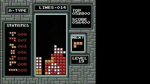 NES tetris PAL level 19 start 3 tetrisses (95.6k)