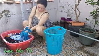 Beautiful Mom Wash A Lot Of Clothes, So Tired!    Lee Na Tv   YouTube