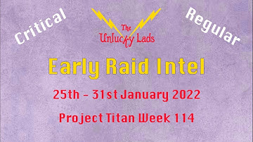 Early Raid Intel Skips - Critical & Regular - 25th to 31st January - Project Titan Week 114
