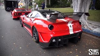 A dream truck load of ferraris, and part single collection, is
unloaded on rodeo drive ready for ferrari usa's 60th anniversary. the
cars you see here a...