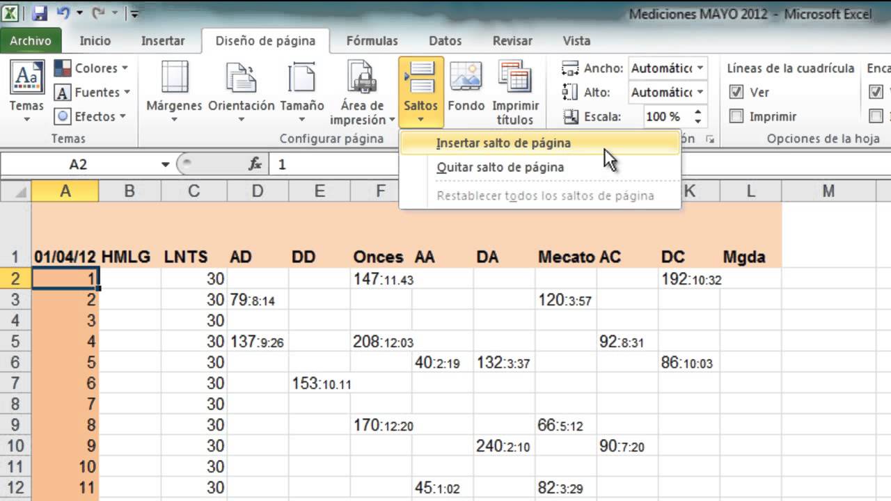 Como repetir filas y titulos de las columnas en Excel 2010 - YouTube