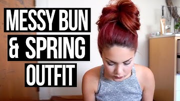 GRWM  - MESSY BUN AND NUDE LIPS