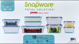 Snapware Pyrex 18 Piece Glass Airtight Food Storage Set Total Solution NIOB 