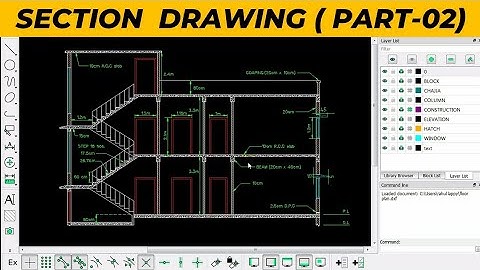 How to draw sectional elevation of a building in Librecad || part-02