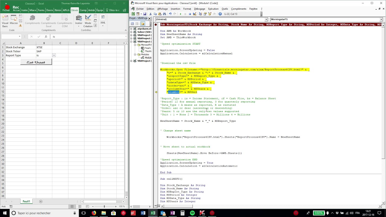 Automate financial statements downloads from MorningStar using Excel ...