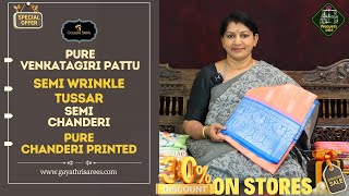Pure Venkatagiri Pattu, Semi Wrinkle Tussar , Semi Chanderi & Pure Chanderi Printed Sarees | screenshot 5