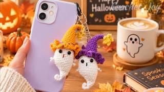 How to Crochet a Cute Little Ghost Pendant | Adorable Ghost Keychain DIY Tutorial 👻🧶