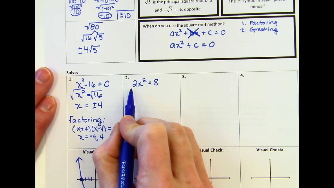 13.5 Solving Quadratics Using the Square Root Method Page 1 - YouTube
