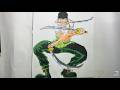 How to Draw Freehand Zoro (OnePiece) &amp; Color with Colored Pencils