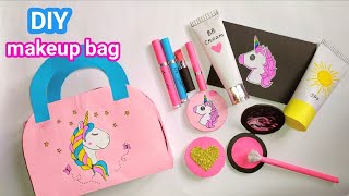 DIY unicorn paper makeup bag/how to make paper makeup bag/makeup kit for girls/Paper makeup