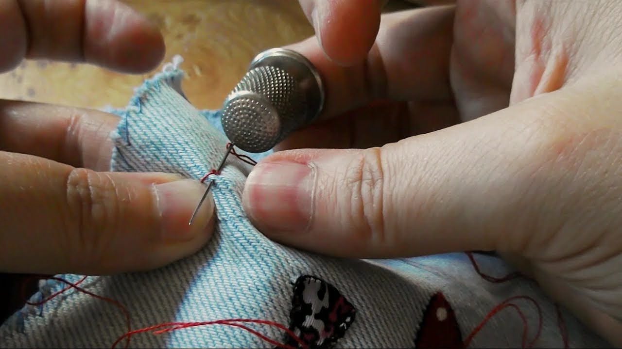 Tutorial Scrivere sui jeans Punto a catenella La Bottega di marika - YouTube
