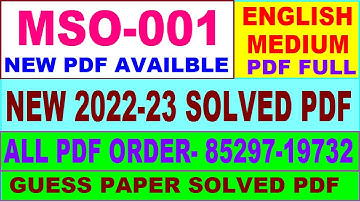 mso 001 solved assignment 2022-23 / mso 1 solved assignment in English / ignou ma sociology solved