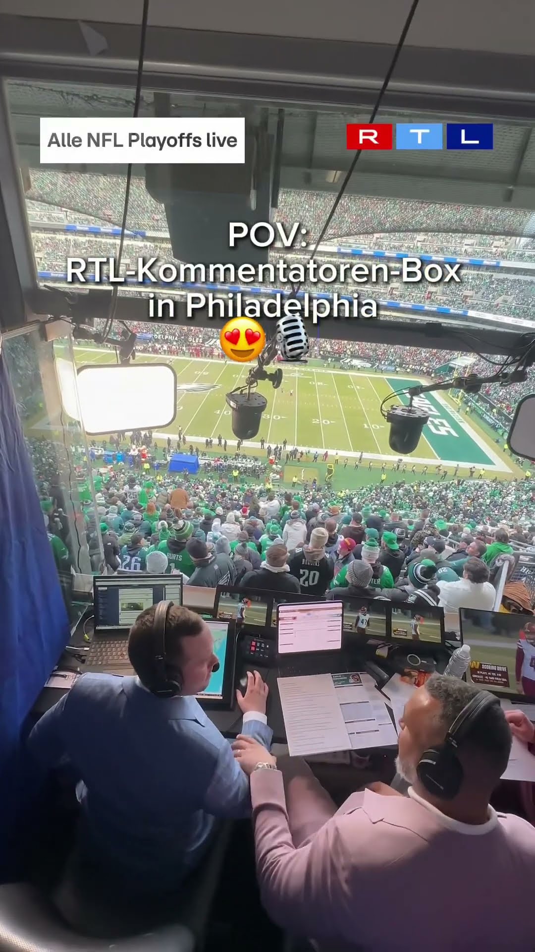 Die RTLNFL-Kommentatoren-Box in Philadelphia ??