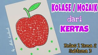 Cara Membuat Kolase Apel dari Kertas Origami || Kolase Buah Buahan || SBDP Kelas 1 Tema 2