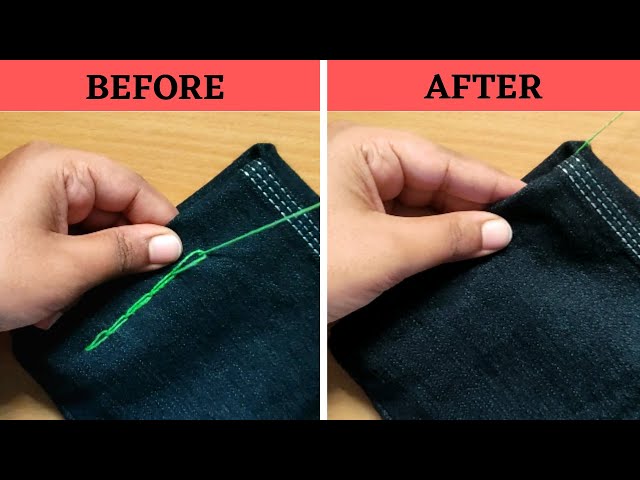 【BLUE】Hand stitch slacks How to Hand Sew a Hidden Stitch or Invisible stitch - YouTube