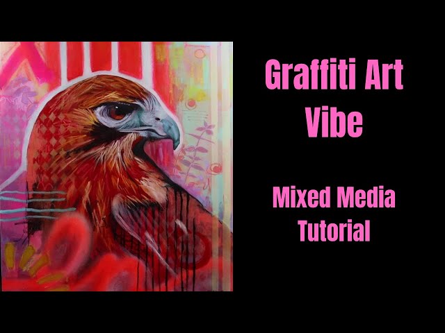 Mixed Media Hawk Painting Tutorial with some Graffiti Art Effects!!! class=