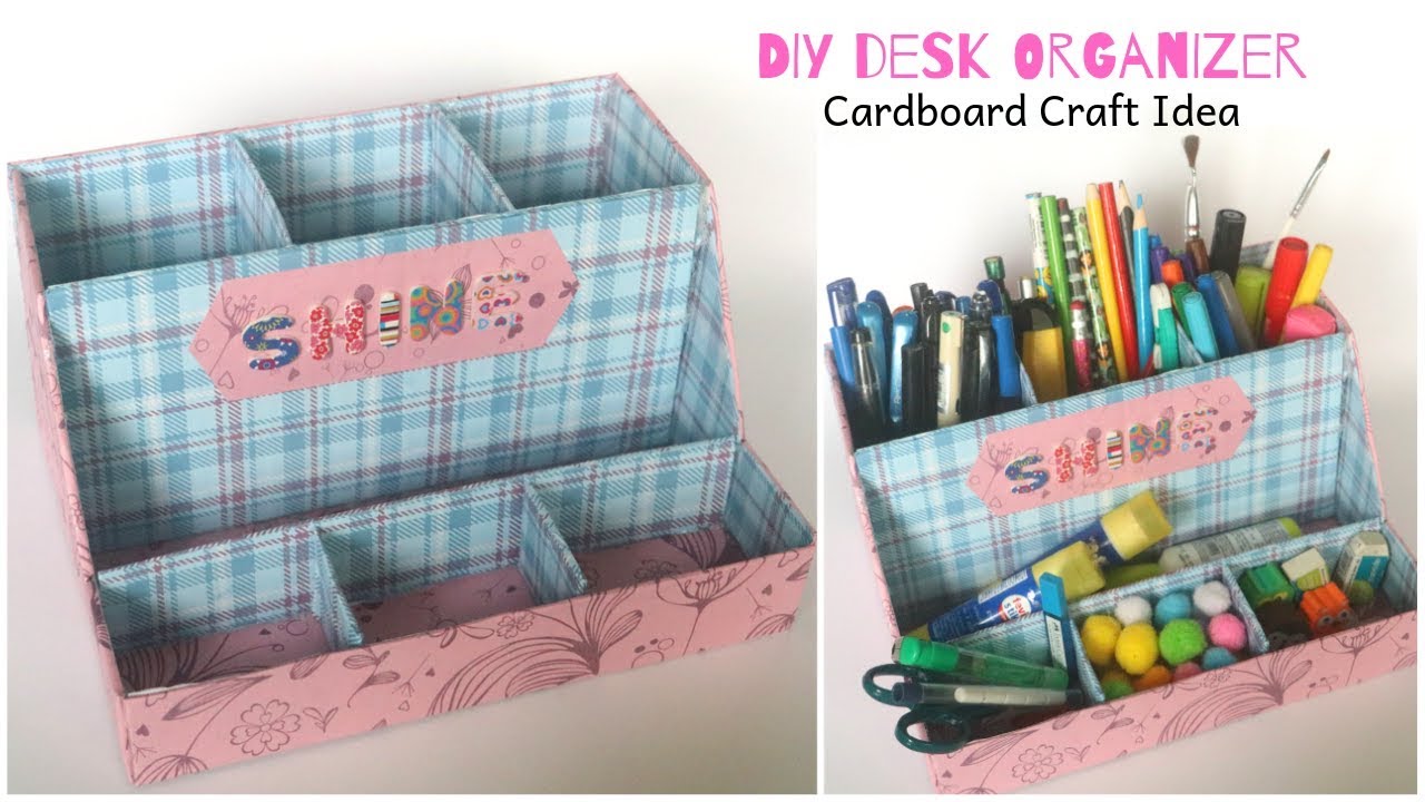 Cardboard Crafts Easy Cardboard Organizer Ideas Diy Desk Organizer Back To School Yout Desk Organization Diy Cardboard Organizer Craft Organization Diy