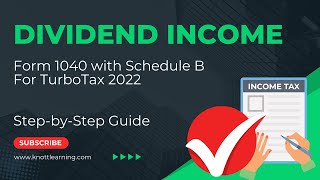 TurboTax 2022 Form 1040 - Enter Form 1099-DIV for Dividend Income