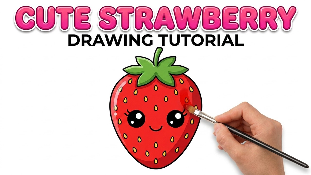 How to Draw a Cute Strawberry Step by Step 🍓 Easy Drawing for Kids ...