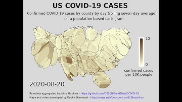 US COVID19 cases animated on cartogram