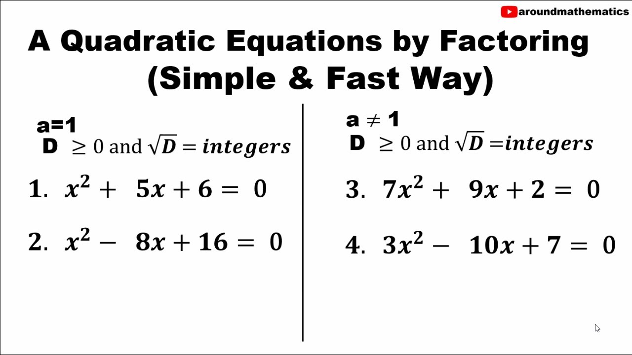 A Quadratic Equations by Factoring - Simple and Fast Way - YouTube
