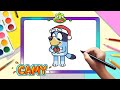 How To Draw Bluey Holding His Christmas Gift Easy Step By Step For Kids 