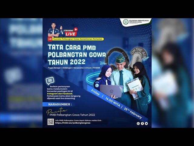 Live Streaming - Tata Cara Pendafataran PMB Polbangtan Gowa