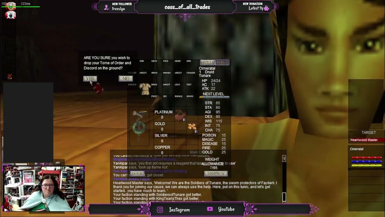 EverQuest p99 green druid leveling Cimeratal Level 16 *kitty cam