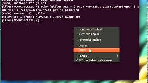 Exécuter une commande en mode "sudo" sans renseigner le mot de passe
