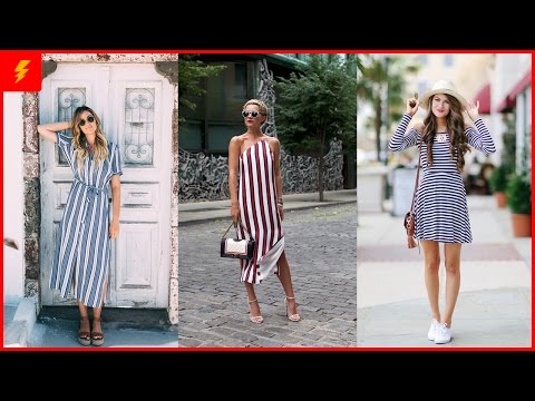 black dress with white stripes on bottom