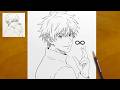 Drawing Gojo Satoru with Pencil | Jujutsu Kaisen Anime Art Face & Hair Detailed Guide