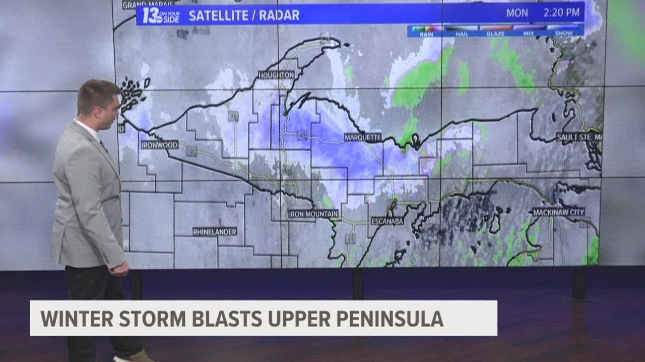 Winter storm hits Upper Peninsula - YouTube