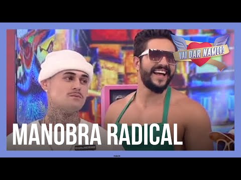 Guilherme tenta fazer manobra de skate, mas cai no palco | Vai Dar Namoro