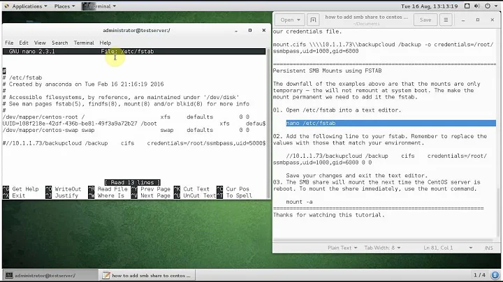 How to mount SMB/CIFS Window share on CentOS 7 and Resovle the mount.cifs Remote I/O error