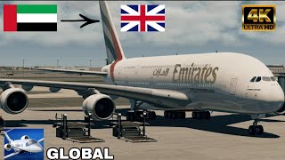 4k | AEROFLY FS GLOBAL | Full flight | AIRBUS A380800[emirates]| (OMDB)Dubai(EGLL)London Heathrow