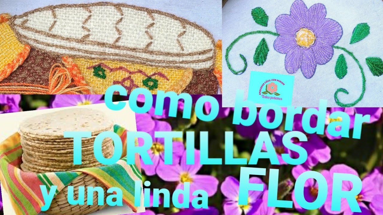 44.como bordar una tortilla🥞 y una florecitas 🌸 fácil paso a paso bordado fantasia servilleta final