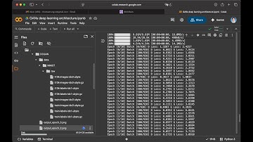 DCGAN deep learning architecture - Deep Convolutional Generative Adversarial Network - runs on Colab