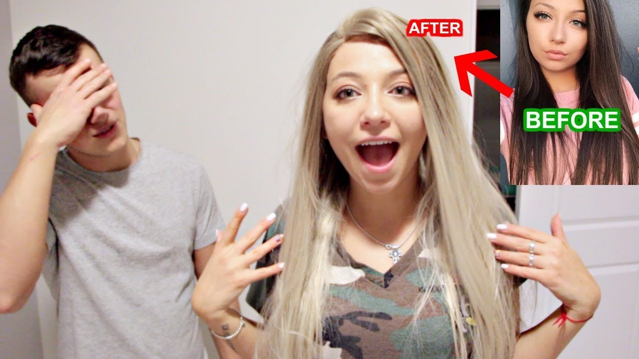 NEW BLEACH BLONDE HAIR PRANK ON BOYFRIEND! **HE HATED IT**