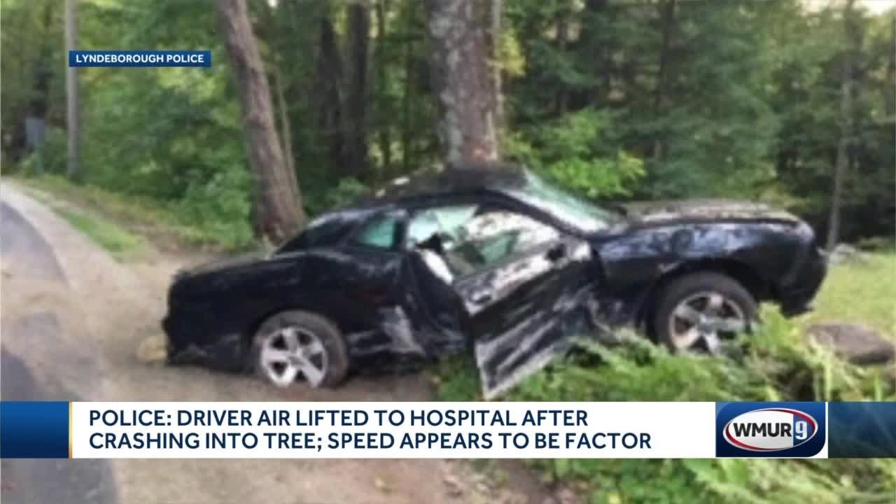 Driver flown to hospital after crashing into tree in Lyndeborough - YouTube