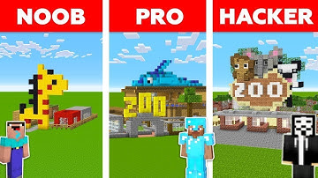 Minecraft NOOB vs PRO vs HACKER: ANIMAL ZOO PARK BUILD CHALLENGE in Minecraft / Animation #gaming