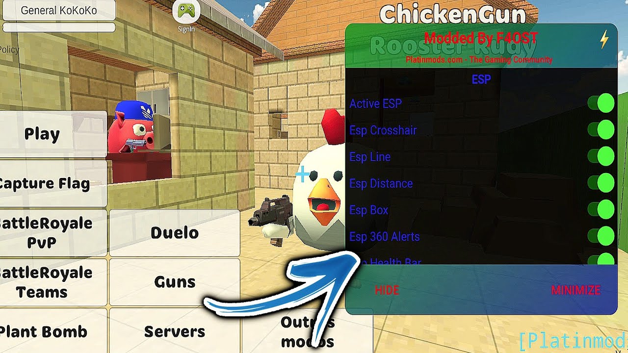 Chicken Gun Dinheiro infinito (Chicken Gun Mod Menu, v3.1.02, Mod