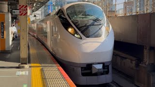 【4K高画質】【ジョイント音最高!】E657系カツK11編成が特急ときわ54号品川行きとして新橋駅1番線を通過するシーン(64M)2026.5.17.7:41