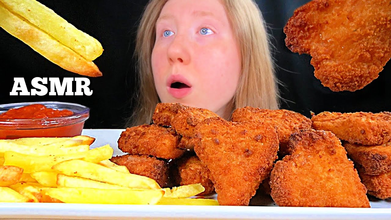 ASMR HEART CHICKEN NUGGETS MUKBANG EATING SOUNDS
