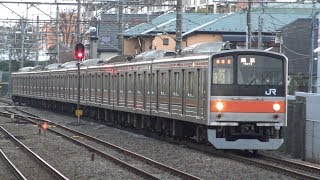 【4K】JR武蔵野線　普通列車205系電車　ｹﾖM18編成　西国分寺駅到着
