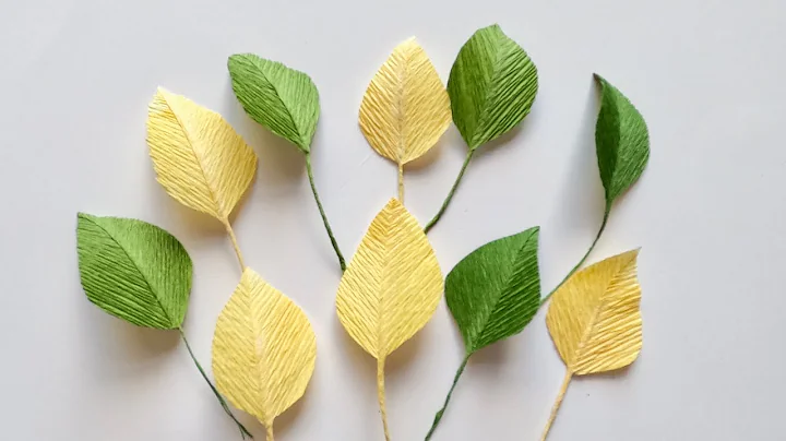 How to make paper leaf from crepe paper - Paper leaves - Paper Craft -  Easy - DIY纸叶子