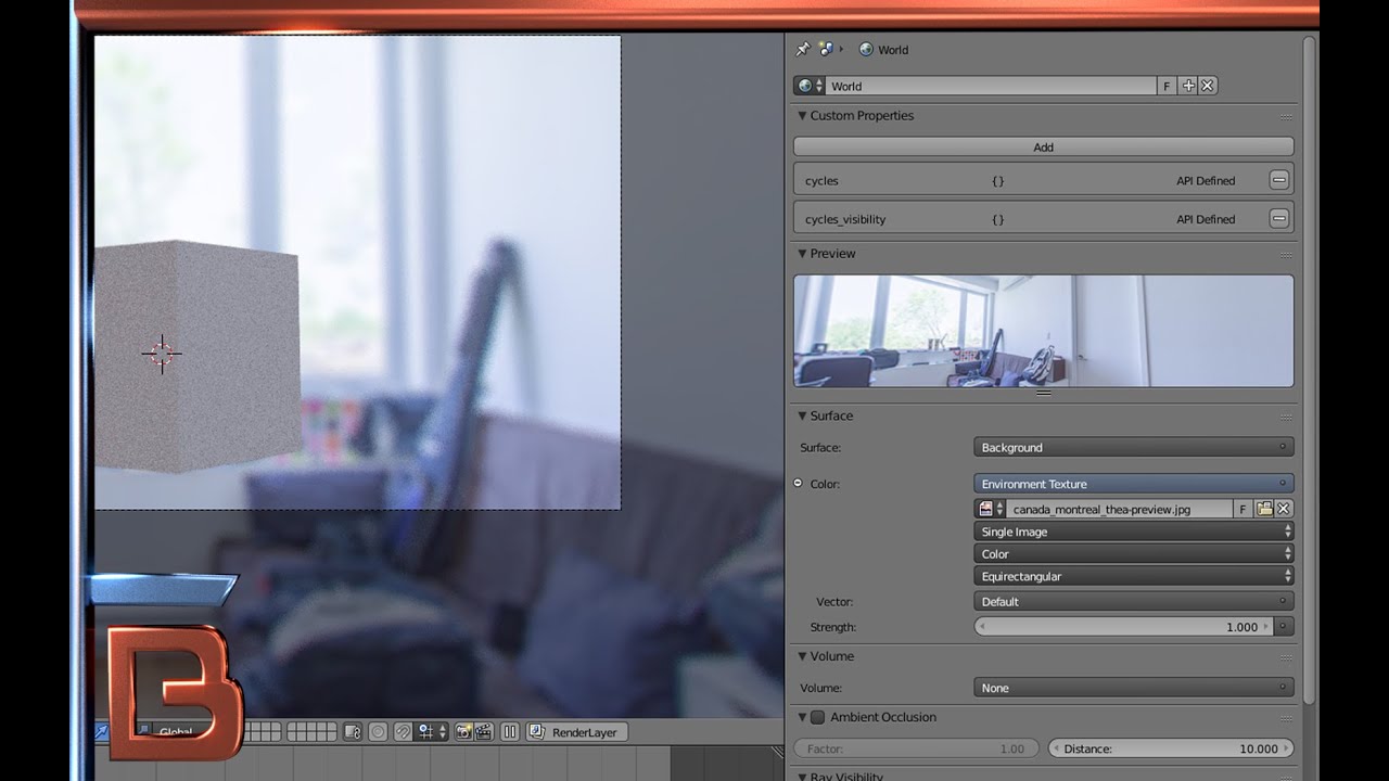 Blender tip: how add a background environment image (Cycles) -