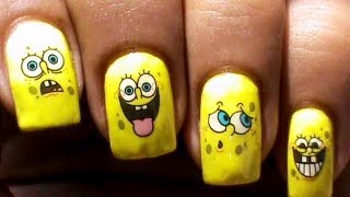 nail polish designs spongebob sponge easy bob water drawing decals