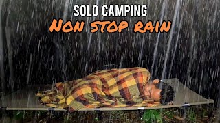 SOLO CAMPING HEAVY RAIN  STRUGGLE TO SET UP A TENT IN NON STOP RAIN  ASMR