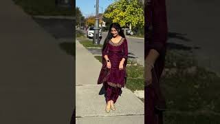 Girl In Purple Satin-Silk Dance With Punjabi Song